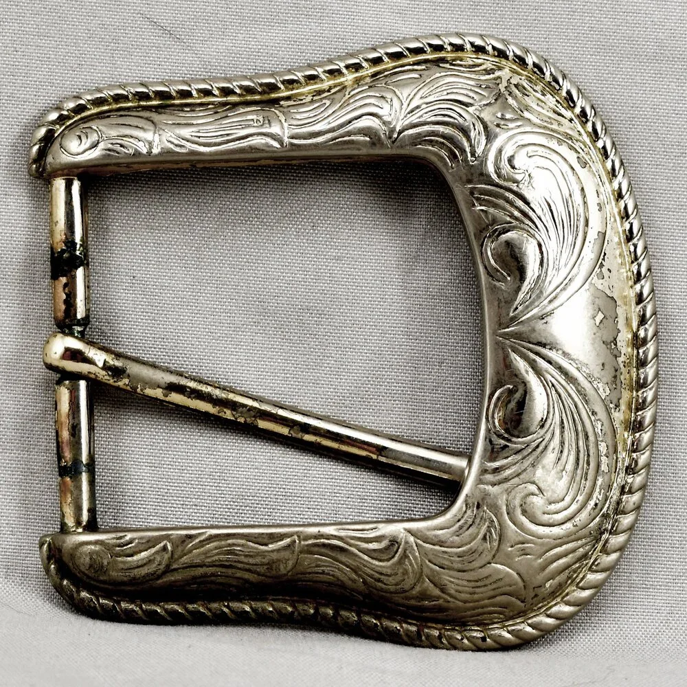 Vintage Belt Buckle Pin Buckle Western Filigree‎ Engraved Etched Gift